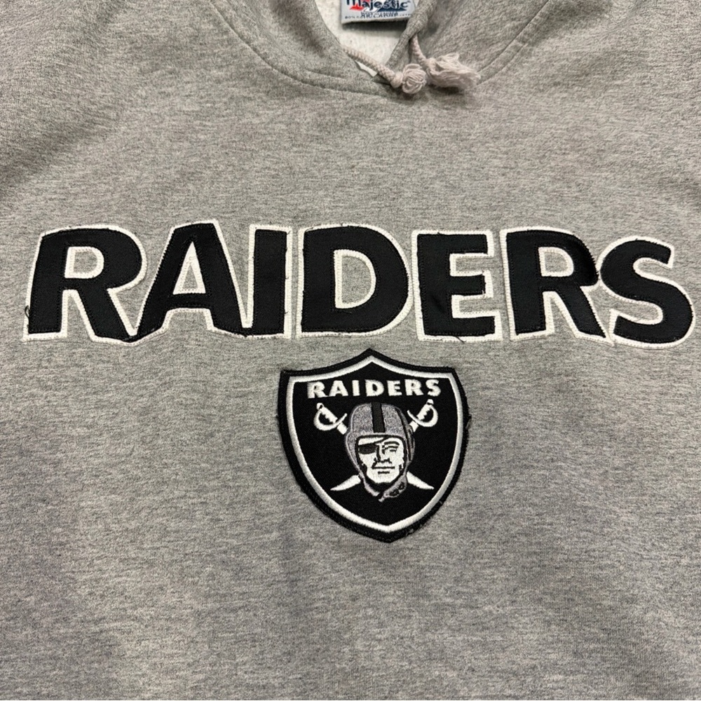 Vintage Raiders Hoodie Pullover Majestic Gray Men’s XXL Oakland Las Vegas - Picture 4 of 4
